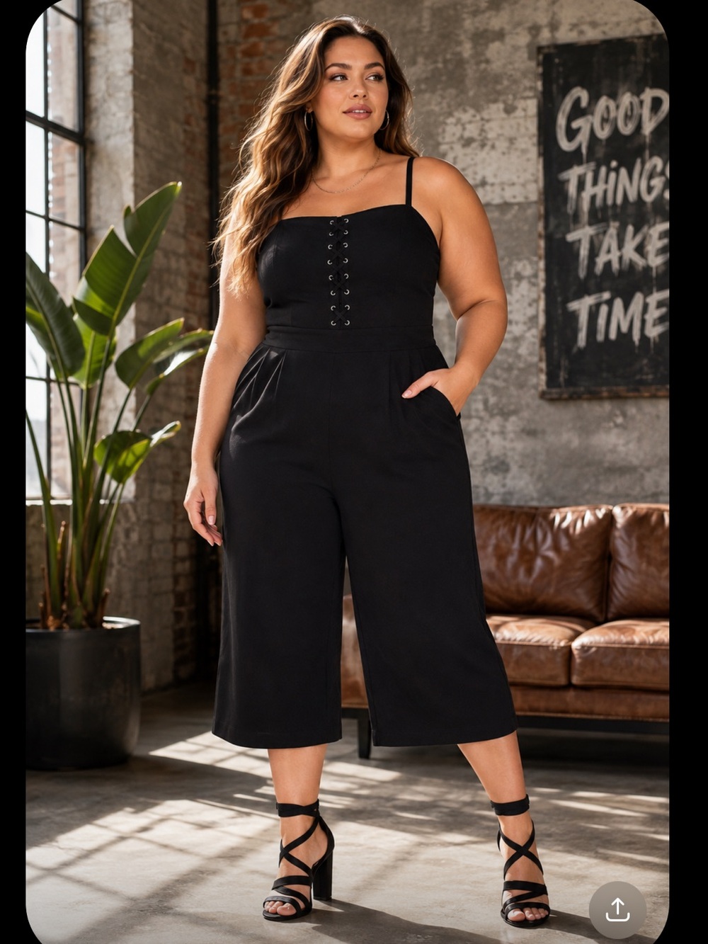 🖤 Torrid Black Lace-Up Culotte Jumpsuit size 18